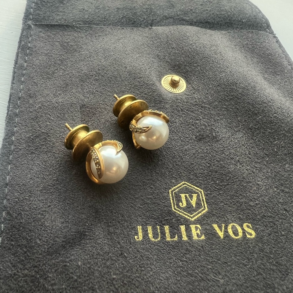 Julie Vos Gold and White Pearl Earrings